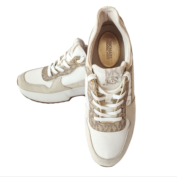 Michael Kors Muse Mesh Trainer Sneakers Gold Tennis Shoes - Picture 4 of 8
